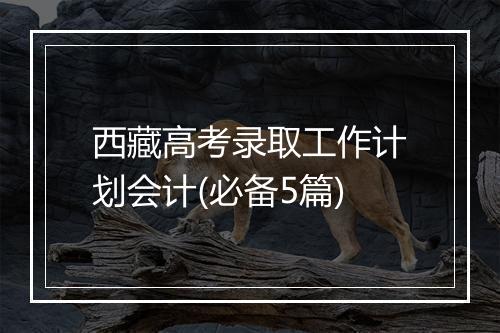 西藏高考录取工作计划会计(必备5篇)