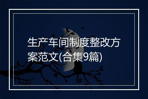 生产车间制度整改方案范文(合集9篇)