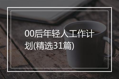 00后年轻人工作计划(精选31篇)