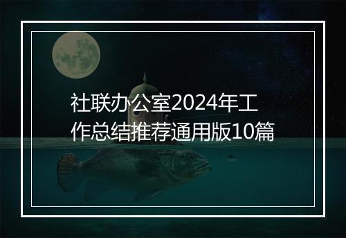 社联办公室2024年工作总结推荐通用版10篇