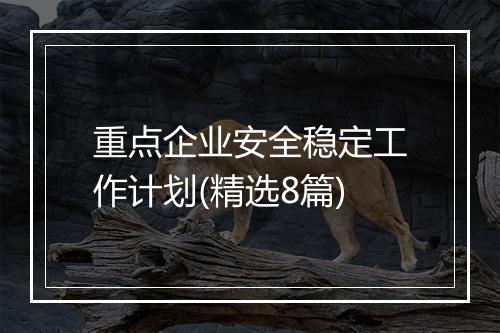 重点企业安全稳定工作计划(精选8篇)