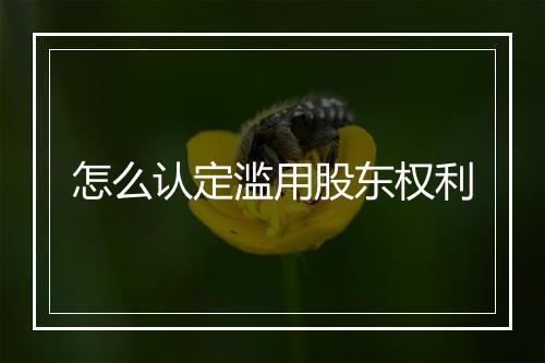 怎么认定滥用股东权利