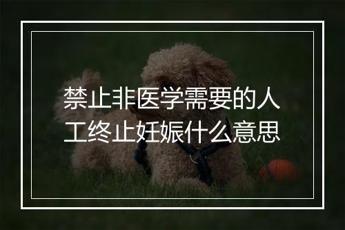 禁止非医学需要的人工终止妊娠什么意思