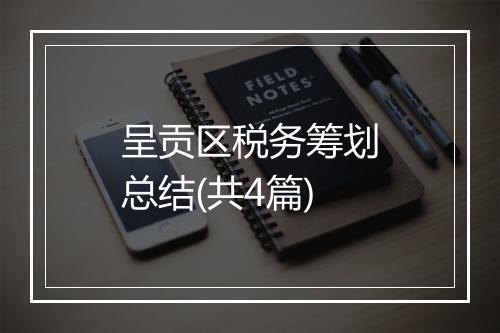 呈贡区税务筹划总结(共4篇)