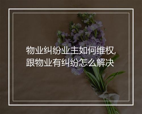 物业纠纷业主如何维权,跟物业有纠纷怎么解决