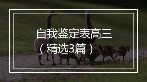 自我鉴定表高三(精选3篇)