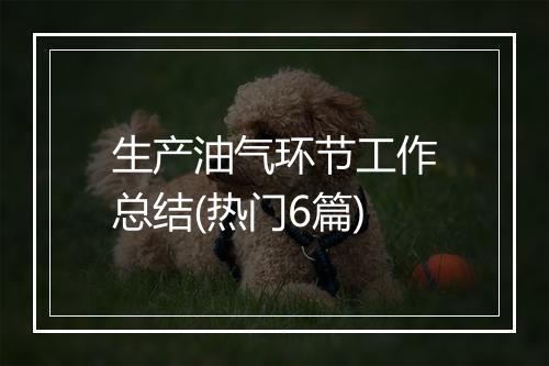 生产油气环节工作总结(热门6篇)