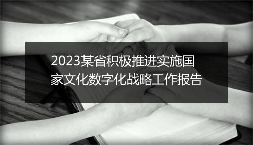 2023某省积极推进实施国家文化数字化战略工作报告