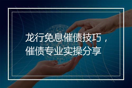 龙行免息催债技巧,催债专业实操分享