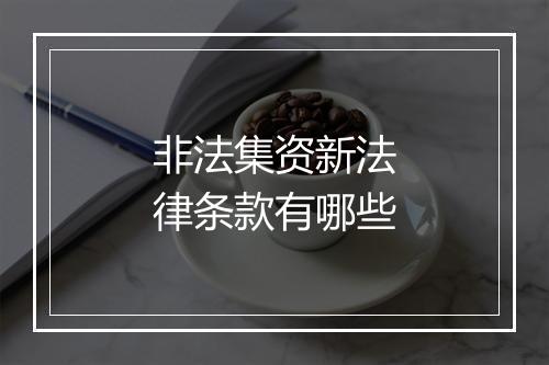 非法集资新法律条款有哪些