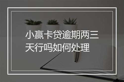 小赢卡贷逾期两三天行吗如何处理