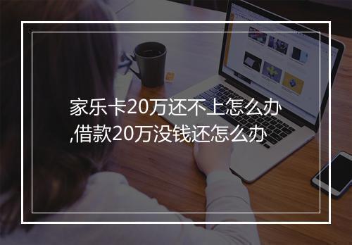 家乐卡20万还不上怎么办,借款20万没钱还怎么办