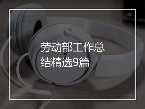 劳动部工作总结精选9篇