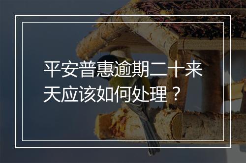 平安普惠逾期二十来天应该如何处理?