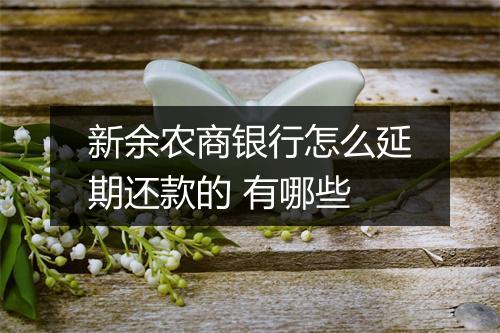 新余农商银行怎么延期还款的 有哪些