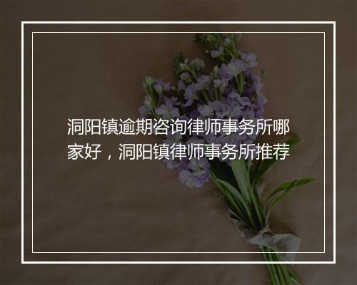 洞阳镇逾期咨询律师事务所哪家好,洞阳镇律师事务所推荐