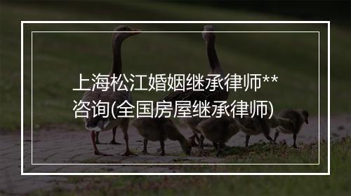 上海松江婚姻继承律师**咨询(全国房屋继承律师)