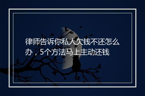 律师告诉你私人欠钱不还怎么办,5个方法马上主动还钱