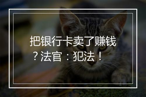 把银行卡卖了赚钱?法官:犯法!