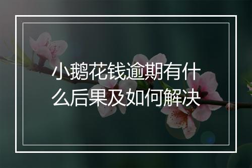 小鹅花钱逾期有什么后果及如何解决