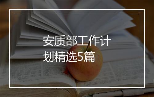安质部工作计划精选5篇