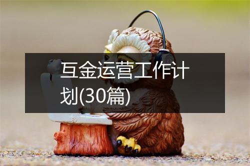 互金运营工作计划(30篇)