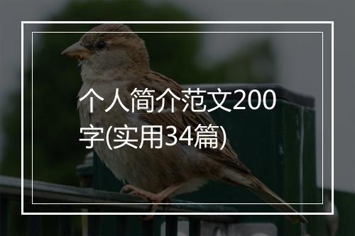 个人简介范文200字(实用34篇)