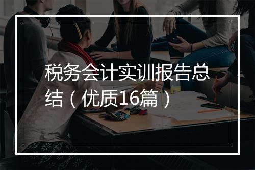 税务会计实训报告总结(优质16篇)