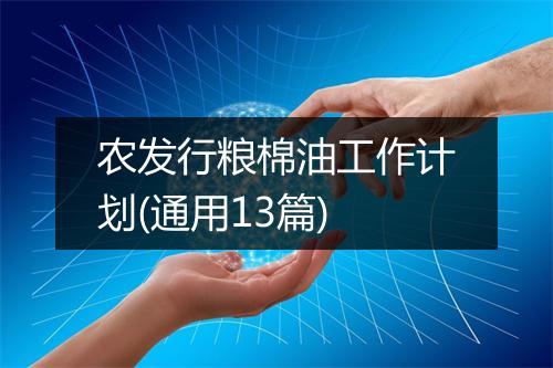 农发行粮棉油工作计划(通用13篇)