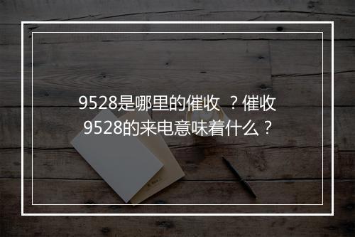 9528是哪里的催收 ?催收 9528的来电意味着什么?