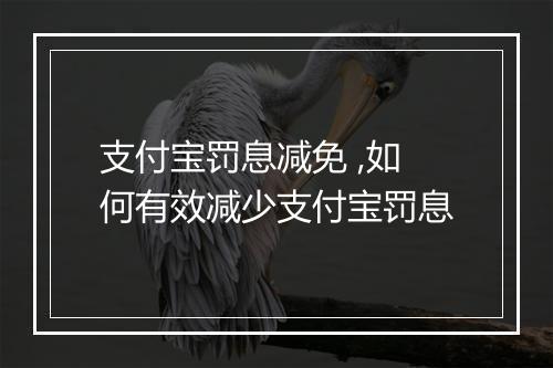 支付宝罚息减免 ,如何有效减少支付宝罚息