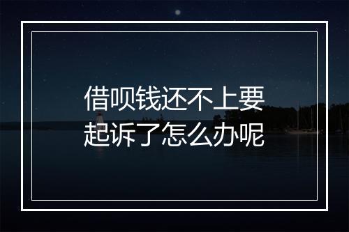 借呗钱还不上要起诉了怎么办呢