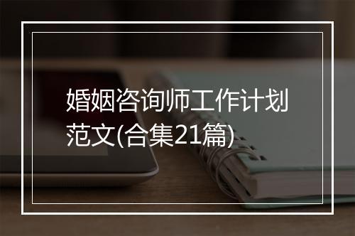 婚姻咨询师工作计划范文(合集21篇)