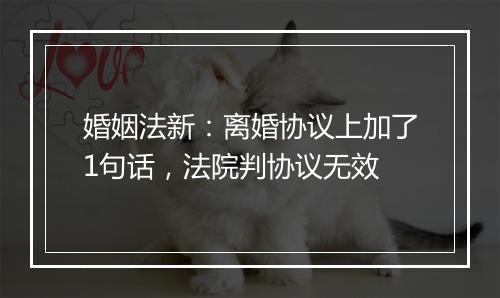 婚姻法新:离婚协议上加了1句话,法院判协议无效