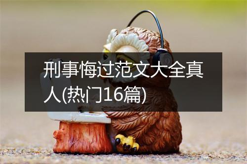 刑事悔过范文大全真人(热门16篇)