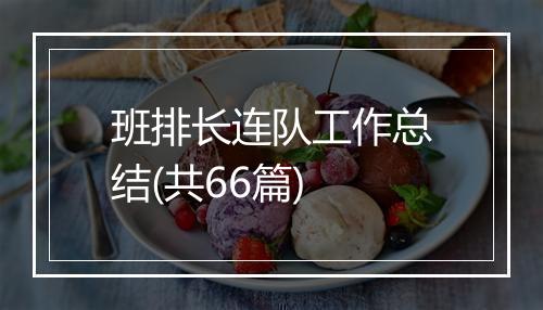 班排长连队工作总结(共66篇)