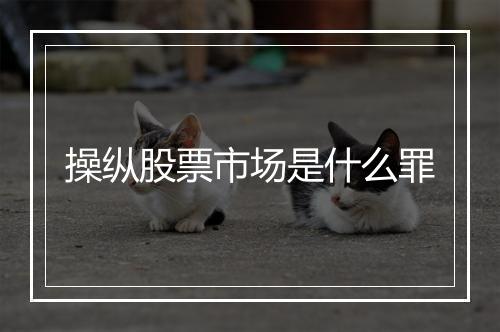 操纵股票市场是什么罪