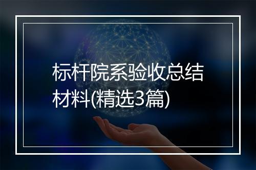 标杆院系验收总结材料(精选3篇)