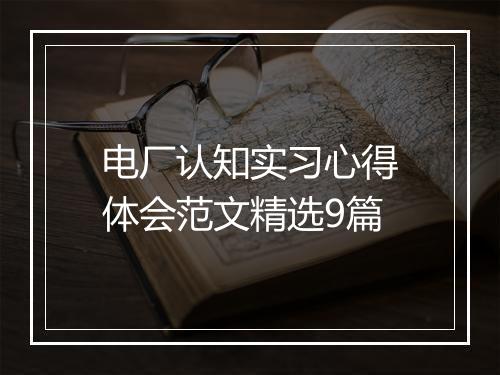 电厂认知实习心得体会范文精选9篇
