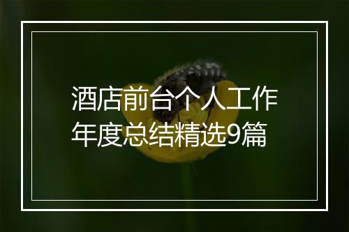 酒店前台个人工作年度总结精选9篇