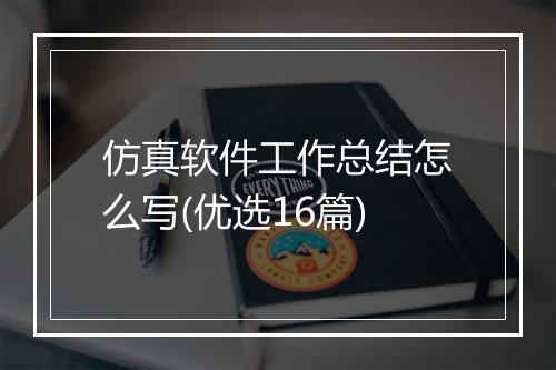 仿真软件工作总结怎么写(优选16篇)