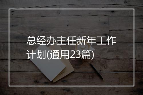 总经办主任新年工作计划(通用23篇)