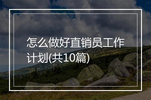 怎么做好直销员工作计划(共10篇)