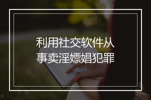 利用社交软件从事卖淫嫖娼犯罪