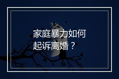 家庭暴力如何起诉离婚?