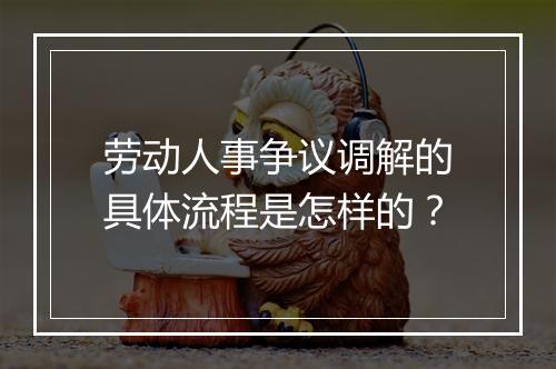 劳动人事争议调解的具体流程是怎样的?