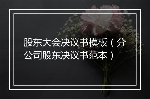 股东大会决议书模板(分公司股东决议书范本)