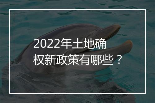 2022年土地确权新政策有哪些?