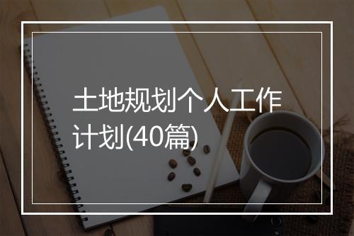 土地规划个人工作计划(40篇)