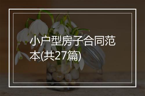小户型房子合同范本(共27篇)
